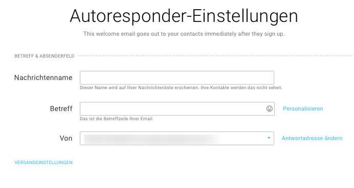 Autoresponder Einstellungen.