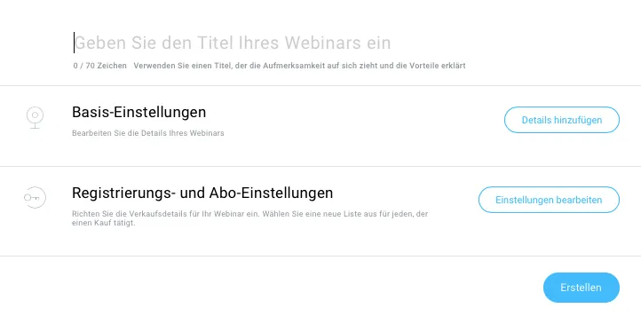 Einstellungen kostenpflichtiges Webinar.