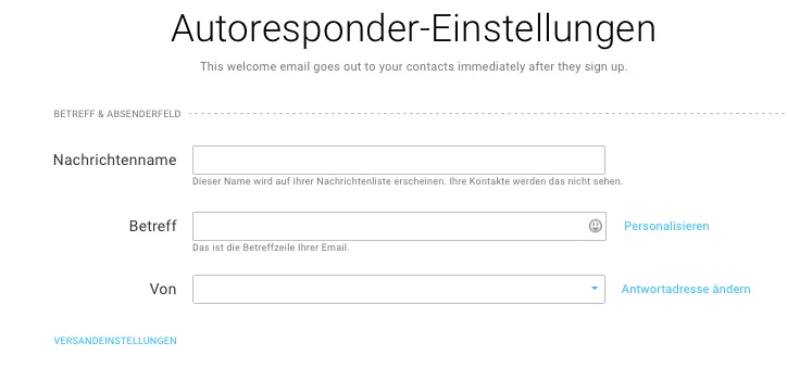 Autoresponder Einstellungen.