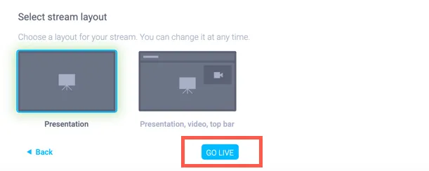 Go live button