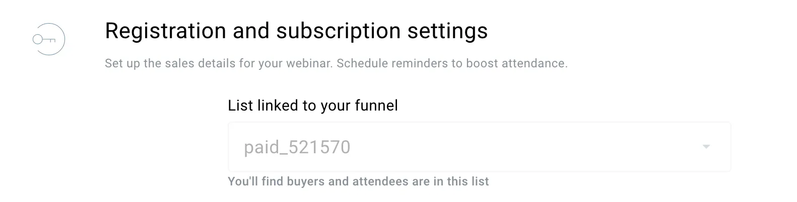 registration settings paid webinar funnel.