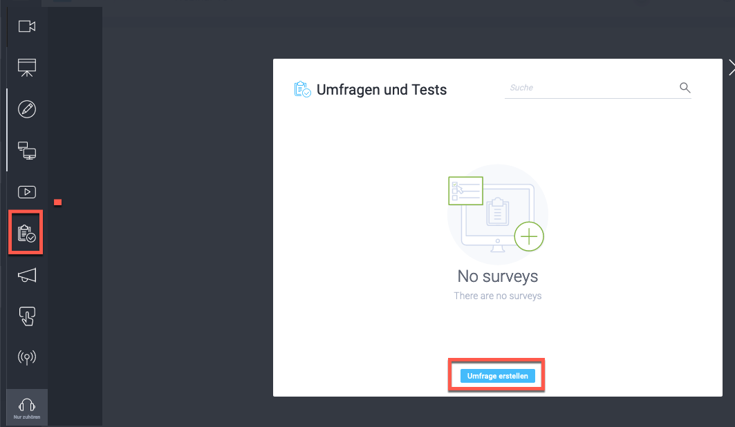 Auswahl Umfrage erstellen.