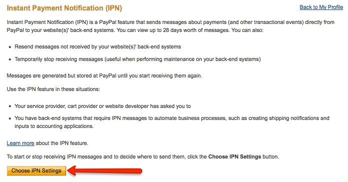 Choose IPN settings button.