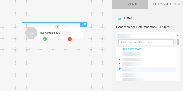 Eigenschaften Listenfilter.