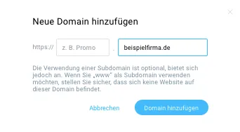 Eigene Domain eintragen.