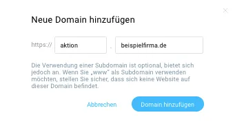 Subdomain eintragen.