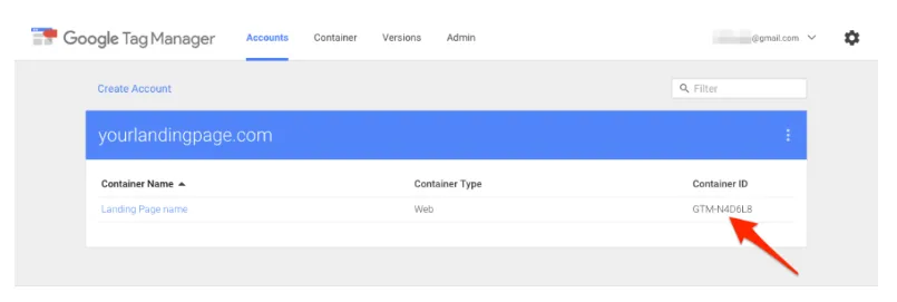 Google Tag Manager Container ID.