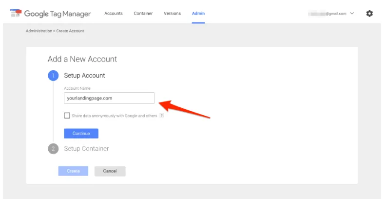 Google Tag Manager neues Konto erstellen.