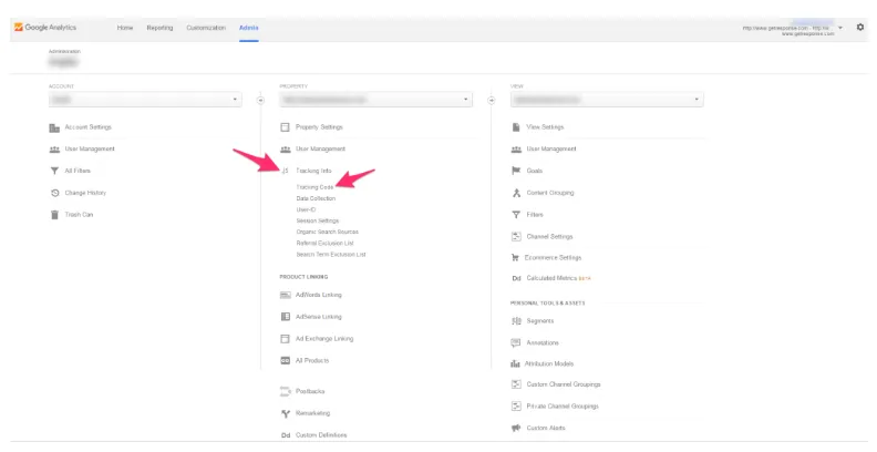 Google Analytics Tracking Informationen.