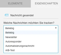 Auswahl Nachrichtentyp für die Kondition Nachricht gesendet.