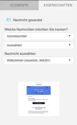 Eigenschaft der Kondition Nachricht gesendet mit Autoresponder.