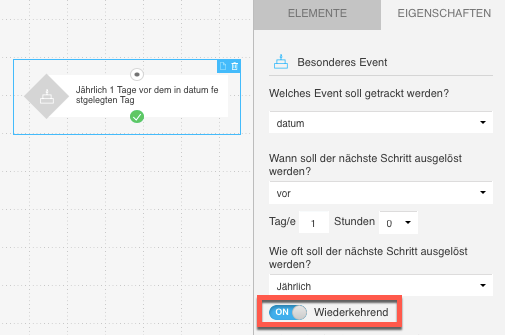 Eigenschaften Bedingung besonders Element mit der Auswahl wiederkehrend.