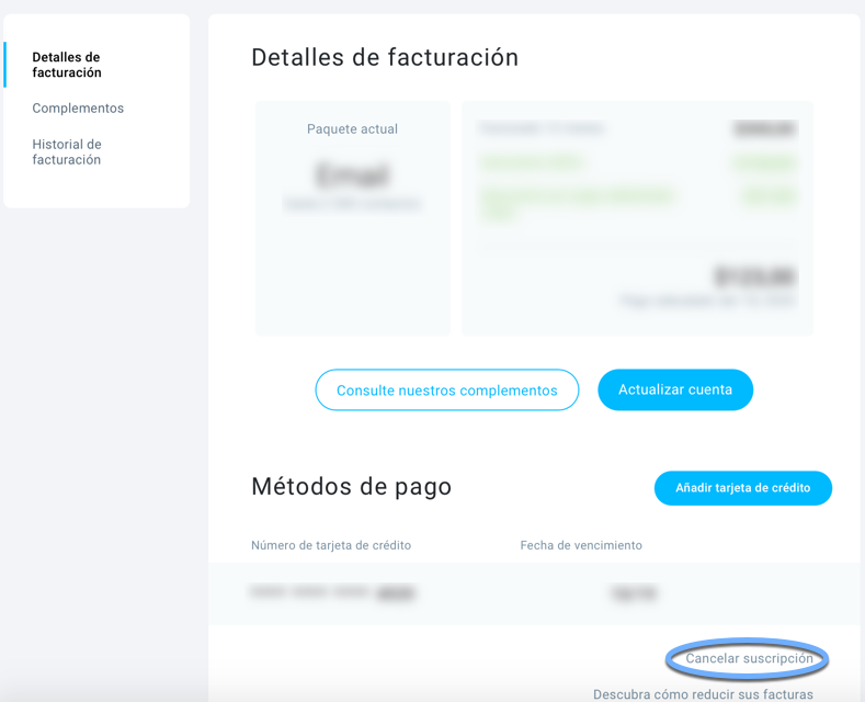 Cancelar suscripción