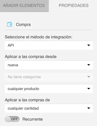 Propiedades de la condición Compra.
