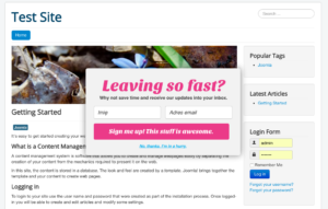 GetResponse exit popup in Joomla.