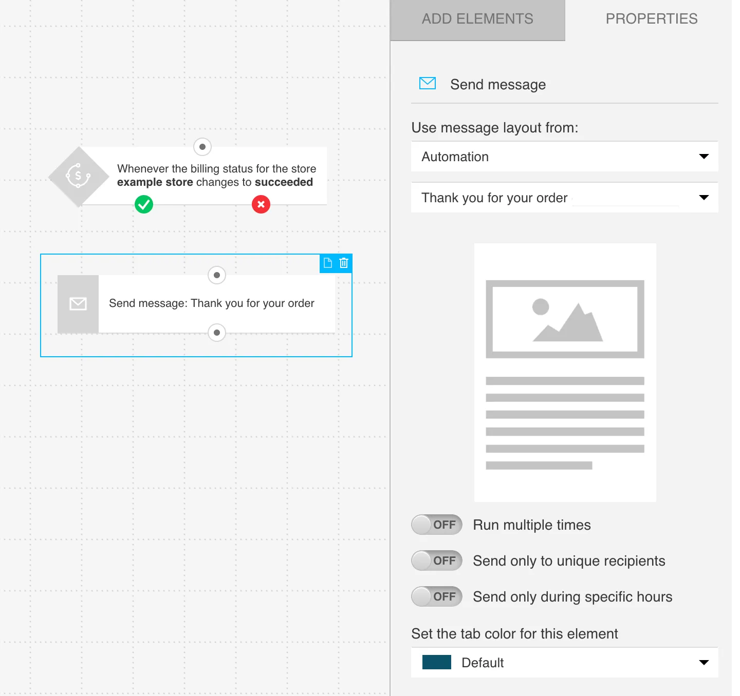 send message block configuration.