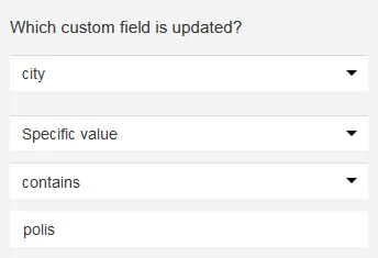 custom field changed contains value.