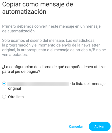 Copiar como mensaje de automatizacion.