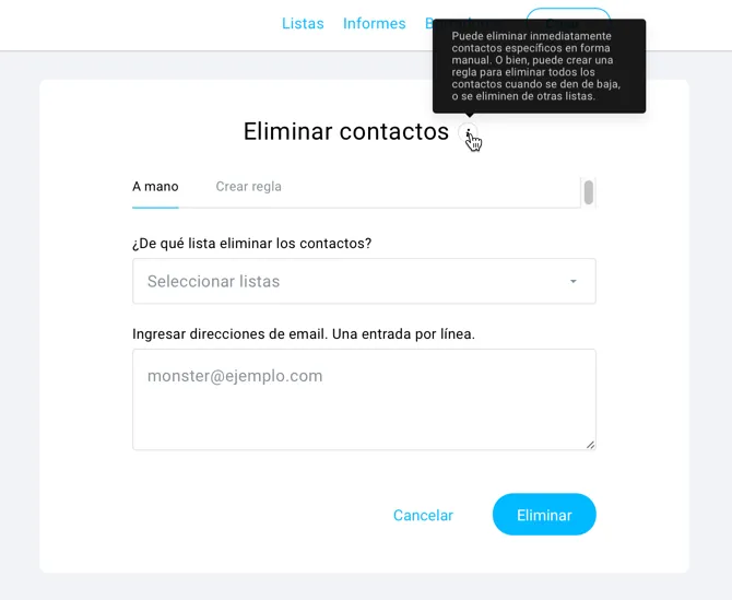 Eliminar contactos.