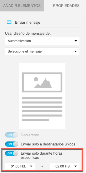 Enviar solo durante horas especificas.
