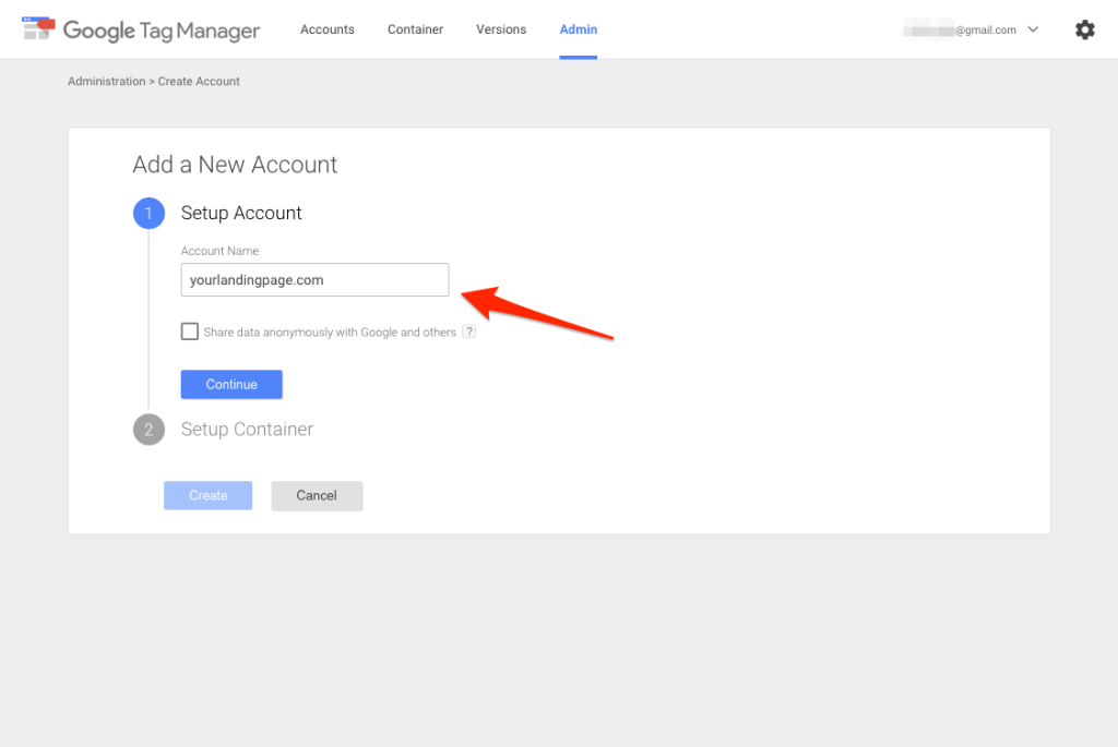 Tag Manager account setup 1.