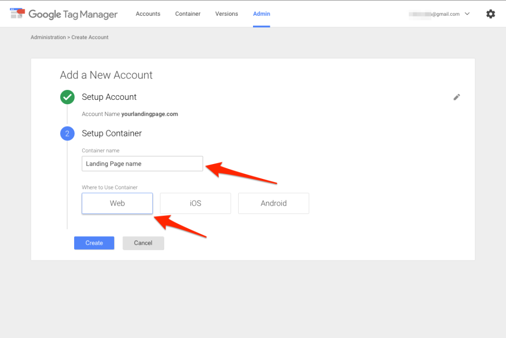 Tag Manager account setup 2.