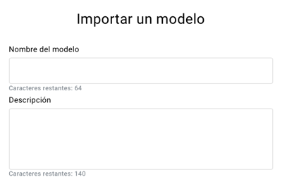 Nombre y descripción del modelo.