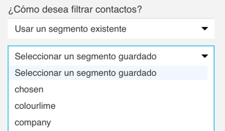 Seleccionar un segmento guardado.
