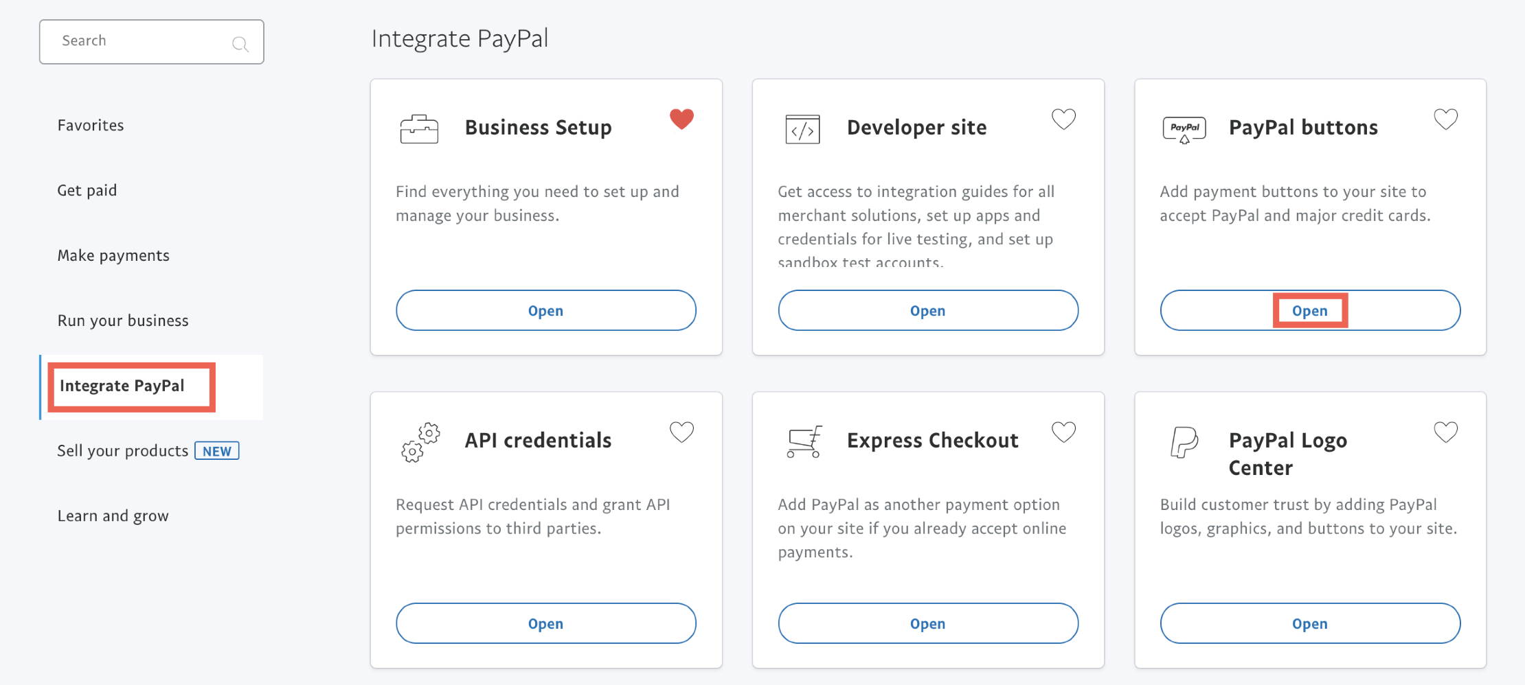 paypal buttons.