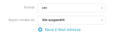 Auswahl Reportformat und Empfänger.