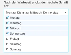 Warten Aktion Auswahl der Wochentage.