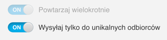 powtarzaj wielokrotnie włączone domyślnie.