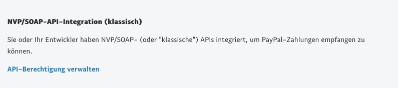 Auswahl NVP/SOAP-API-Integration.