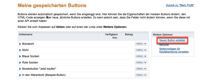 Auswahl Neuen Button erstellen.