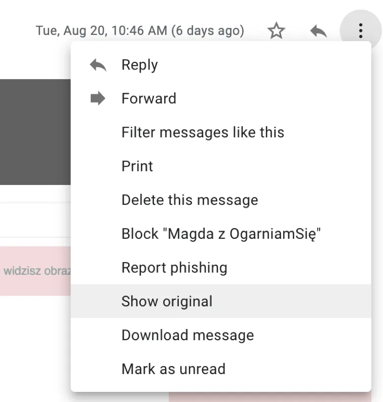 headers in gmail. 