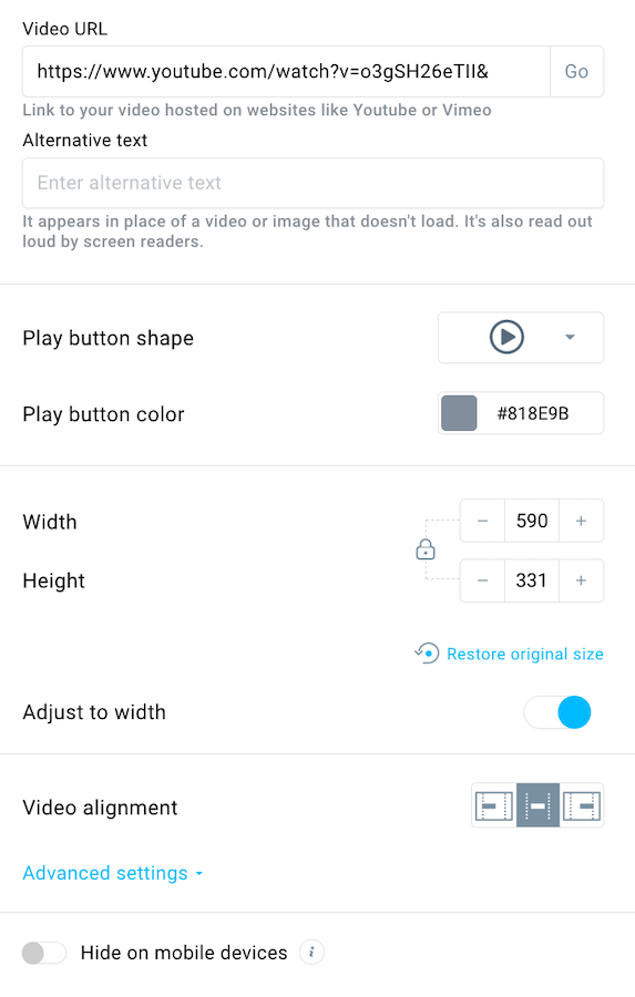 video full properties.
