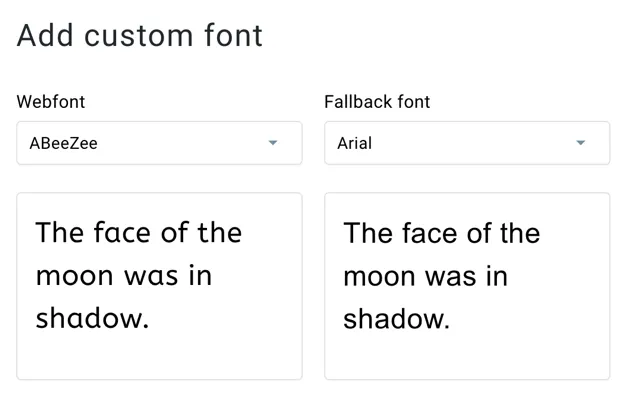 fonts add custom settings.