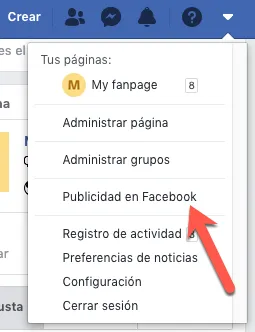 Publicidad en Facebook.