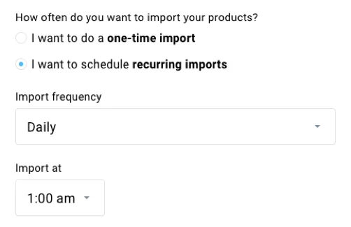 recurring imports product feed.