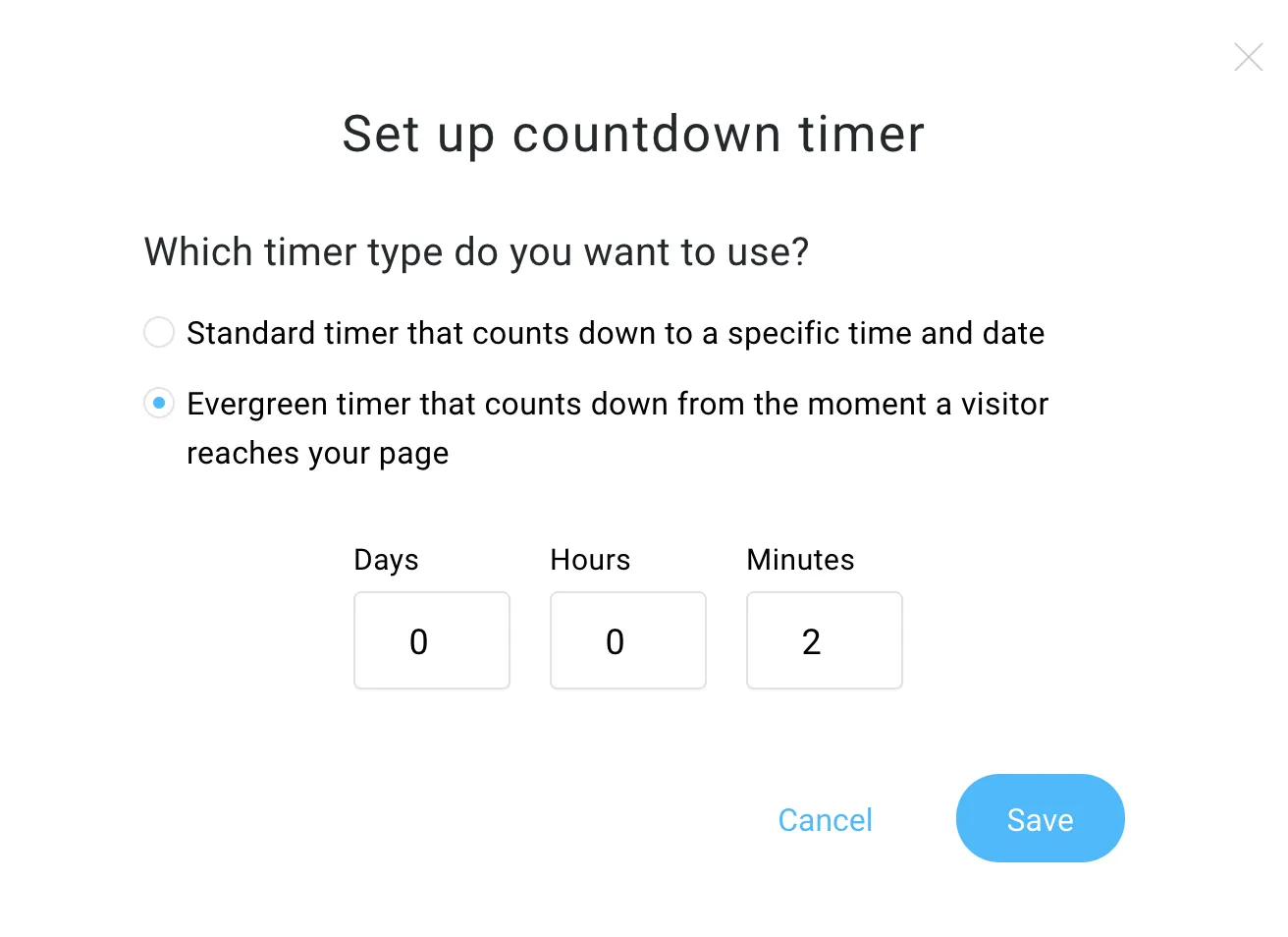 upsell page - timer. 