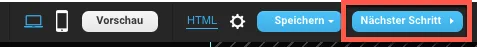 Auswahl nächster Schritt im Landing Page Editor.