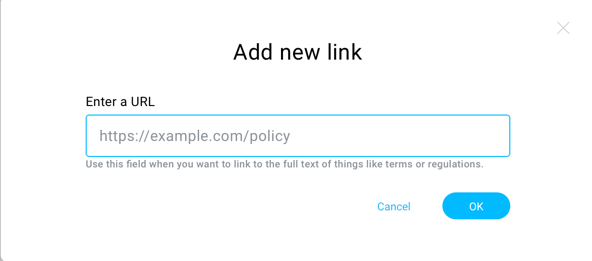 Add new link pop-up.