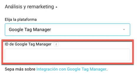 ID de Google Tag Manager.