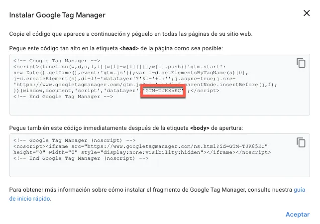 Instalar Google Tag Manager.