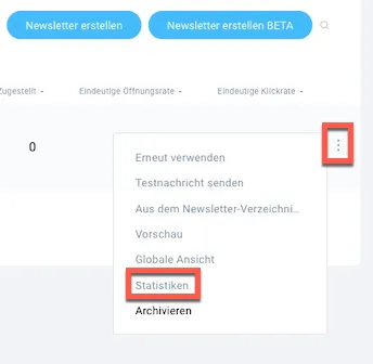 Auswahl Newsletter Statistik.