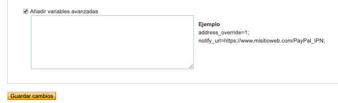 Añadir variables avanzadas.