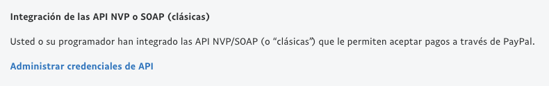 Integración de las API NVP o SOAP.