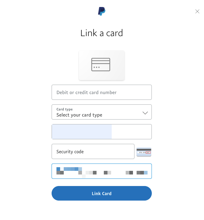 Linking your card to PayPal