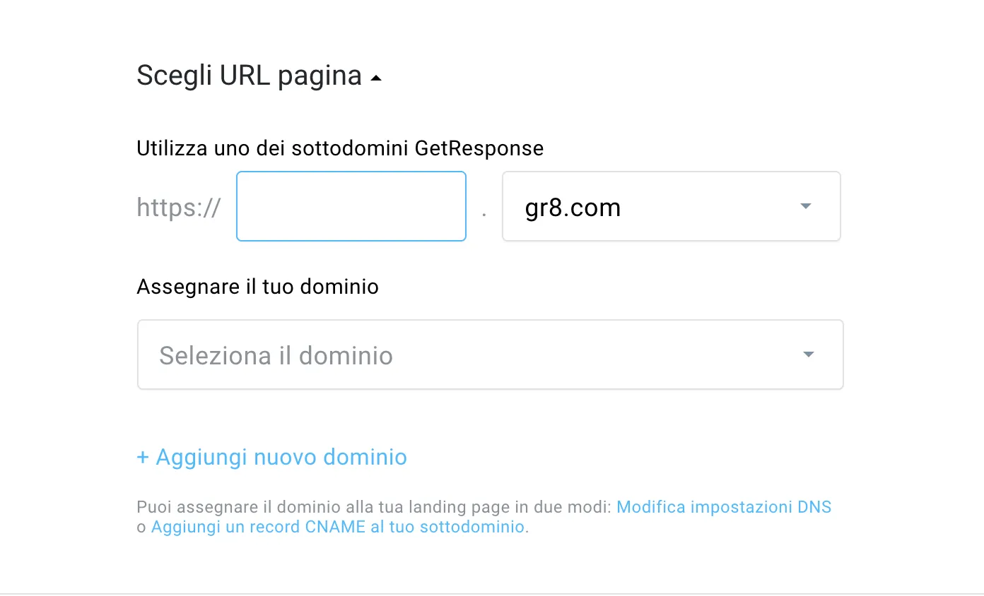 scegli URL pagina