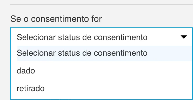 selecionar status de consentimento